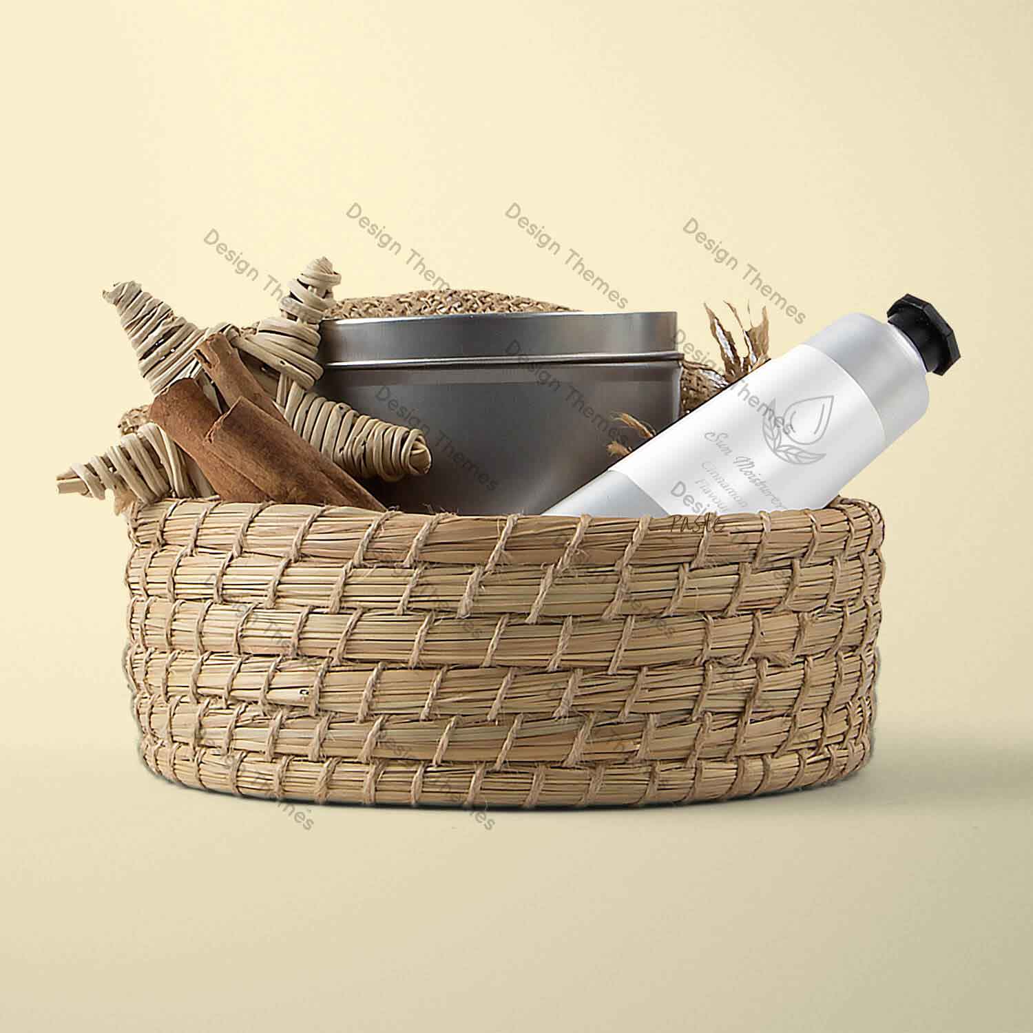 wood basket with items